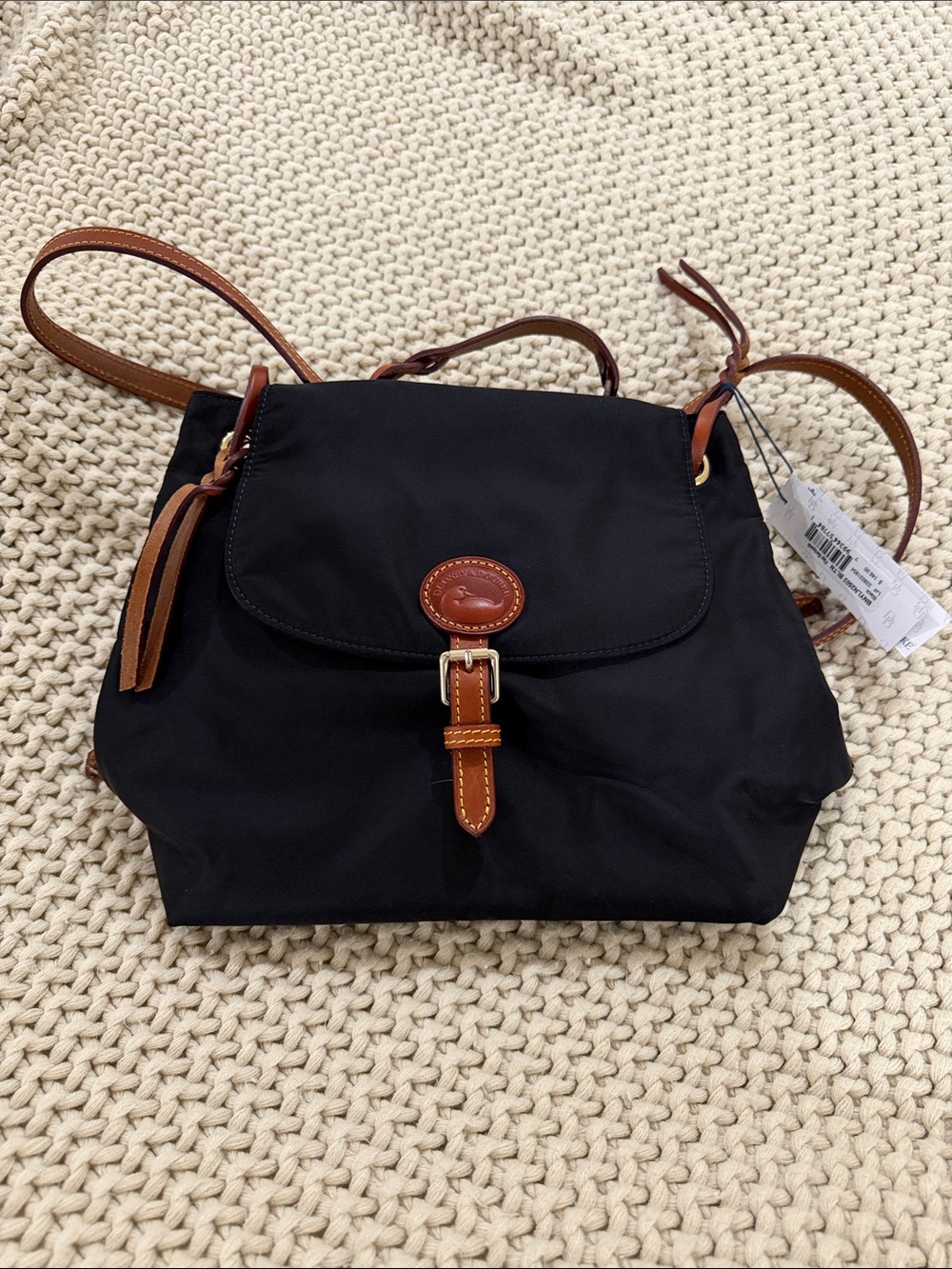 Dooney & Bourke Black Nylon Crossbody with Brown Leather Accents